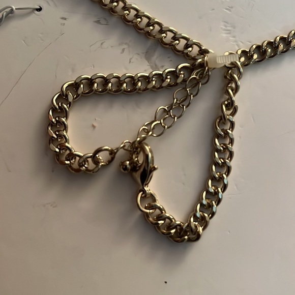 Statement  Necklace  large gold light green stone w/ rhinestones NEW unworn - Picture 5 of 8